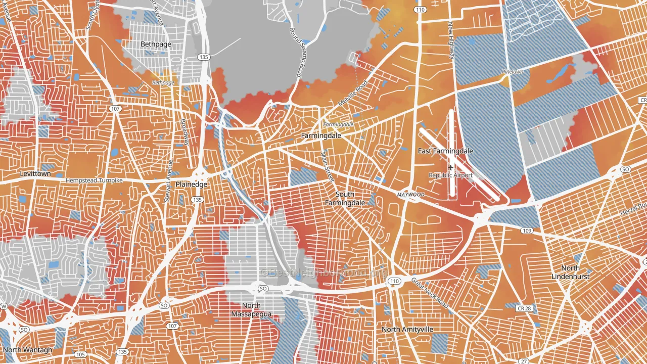 Transit Grade map of 11735, NY