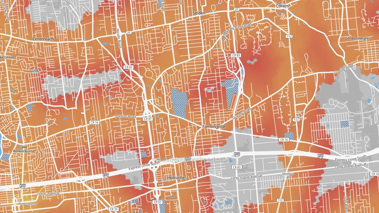 Transit Grade map of 11738, NY
