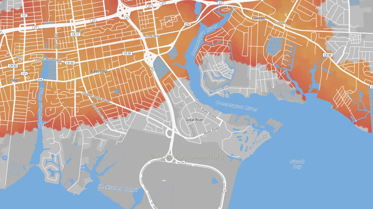 Transit Grade map of 11739, NY