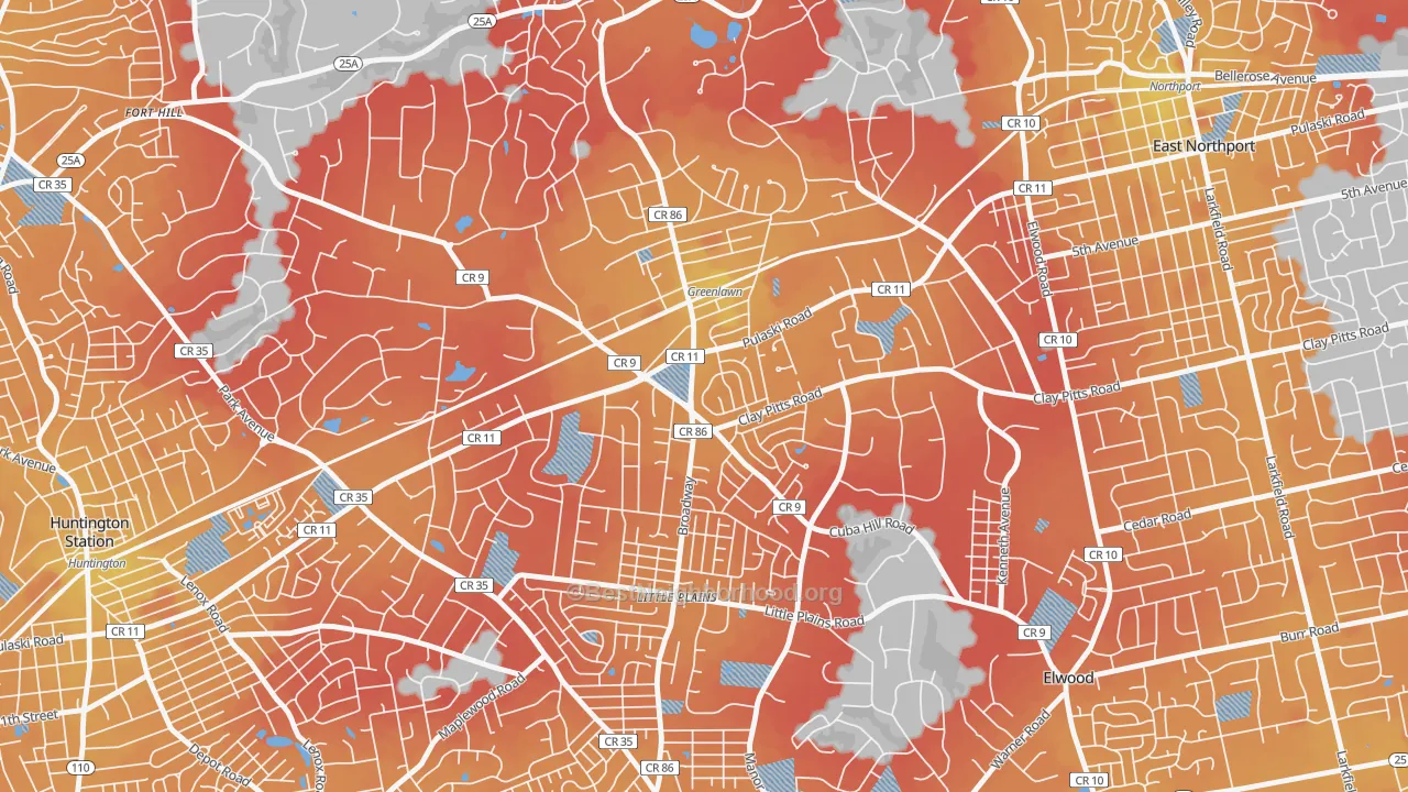 Transit Grade map of 11740, NY