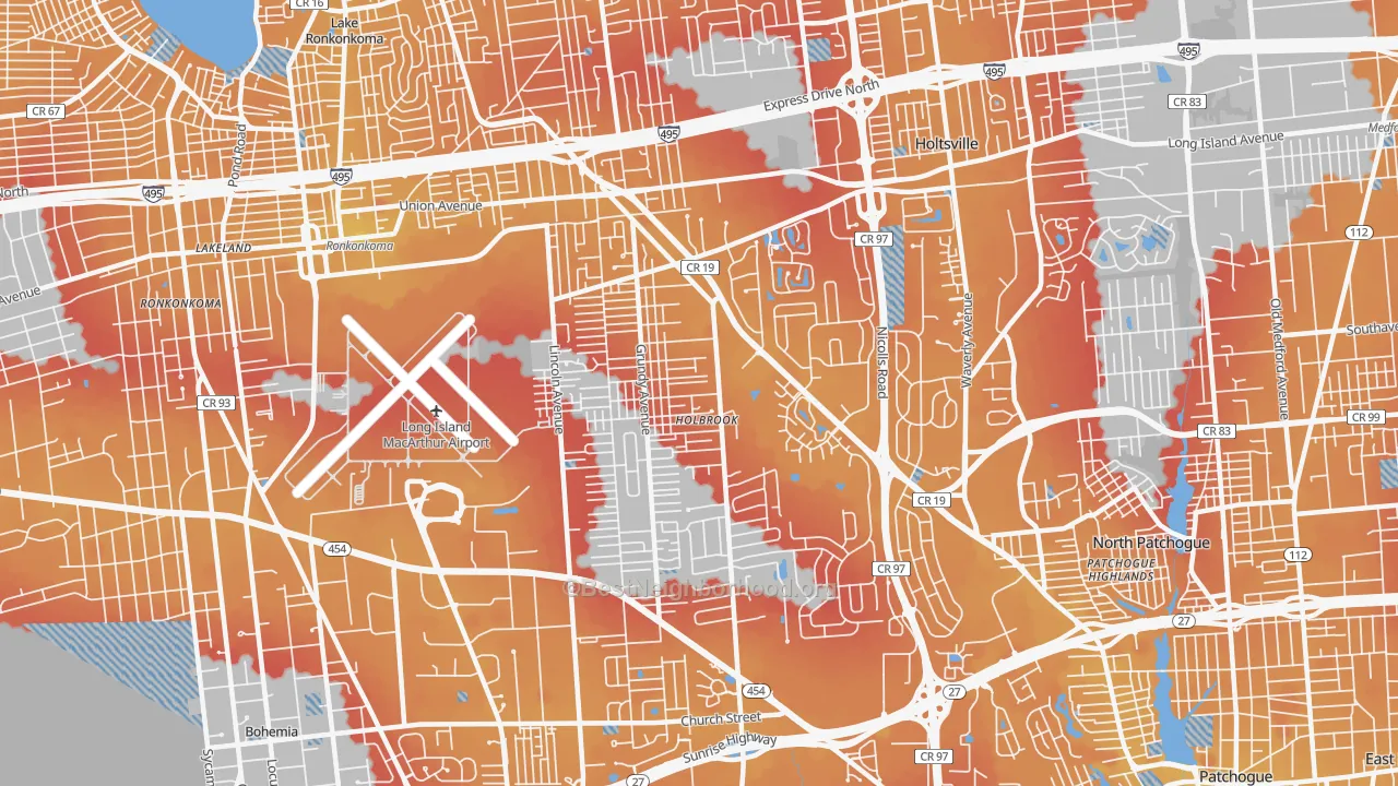 Transit Grade map of 11741, NY