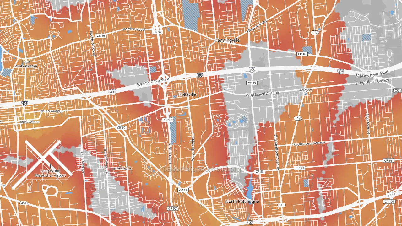 Transit Grade map of 11742, NY