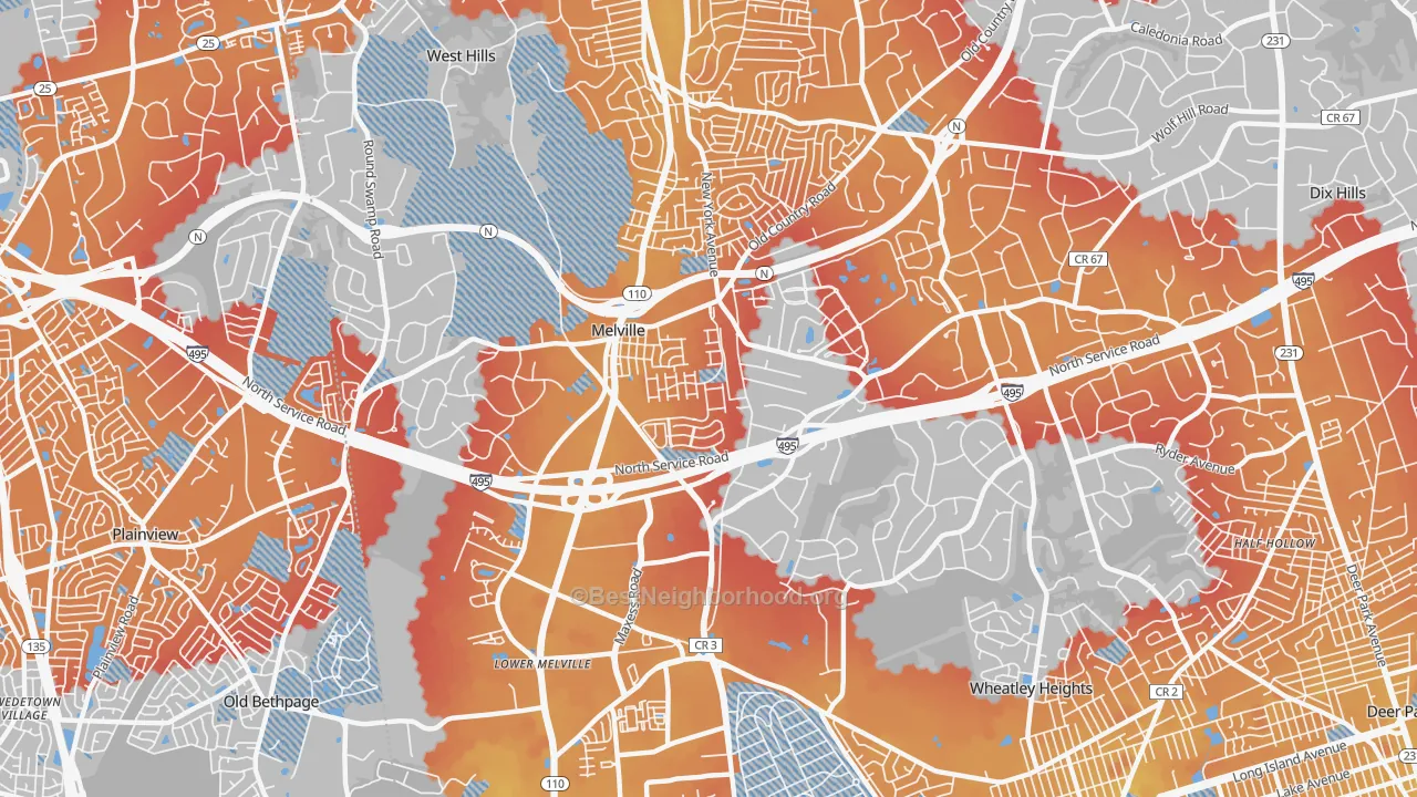Transit Grade map of 11747, NY