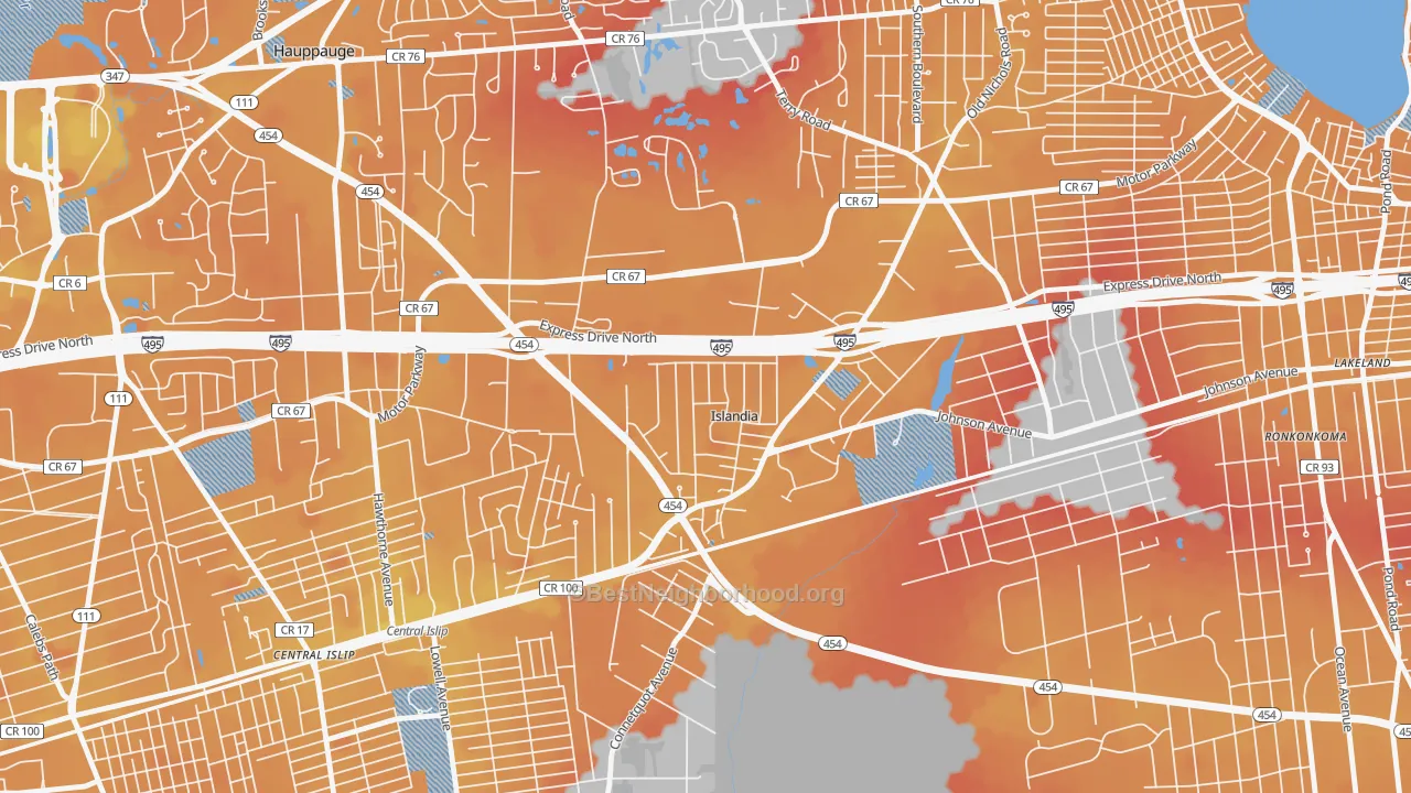 Transit Grade map of 11749, NY