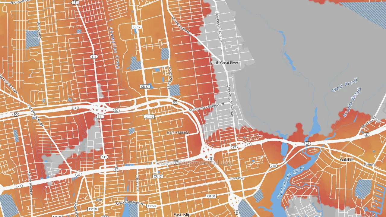 Transit Grade map of 11752, NY