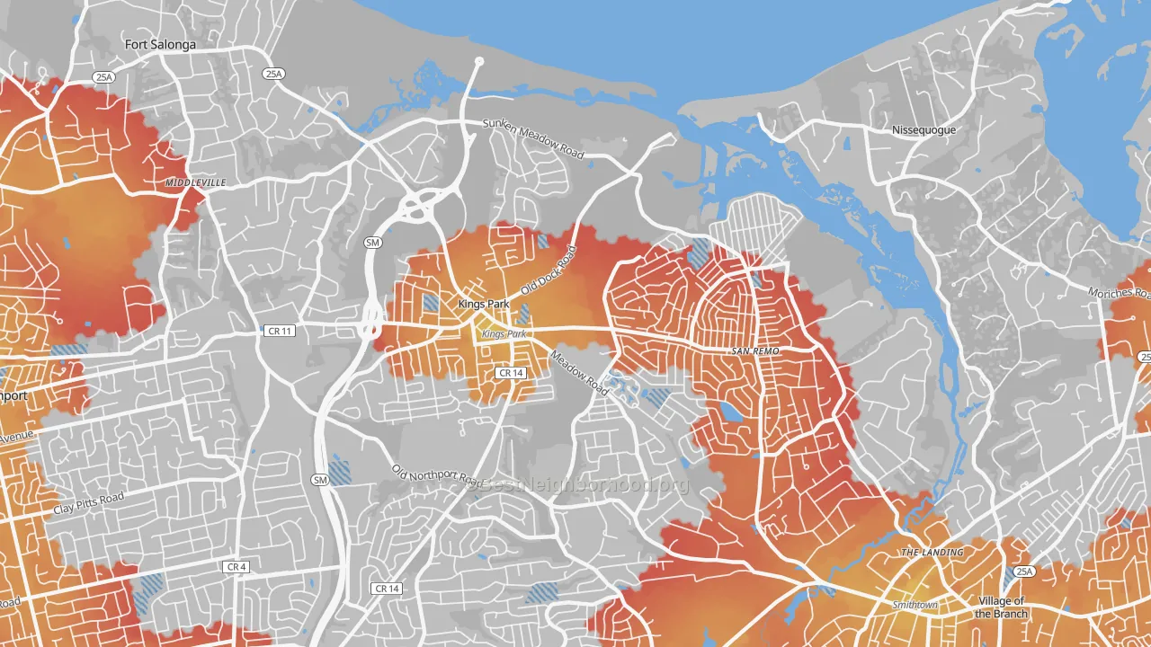 Transit Grade map of 11754, NY