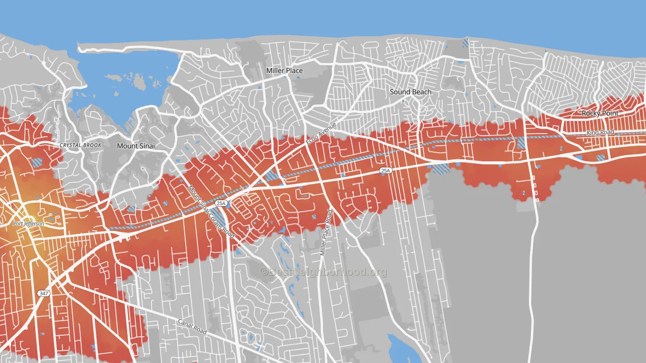 Transit Grade map of 11764, NY
