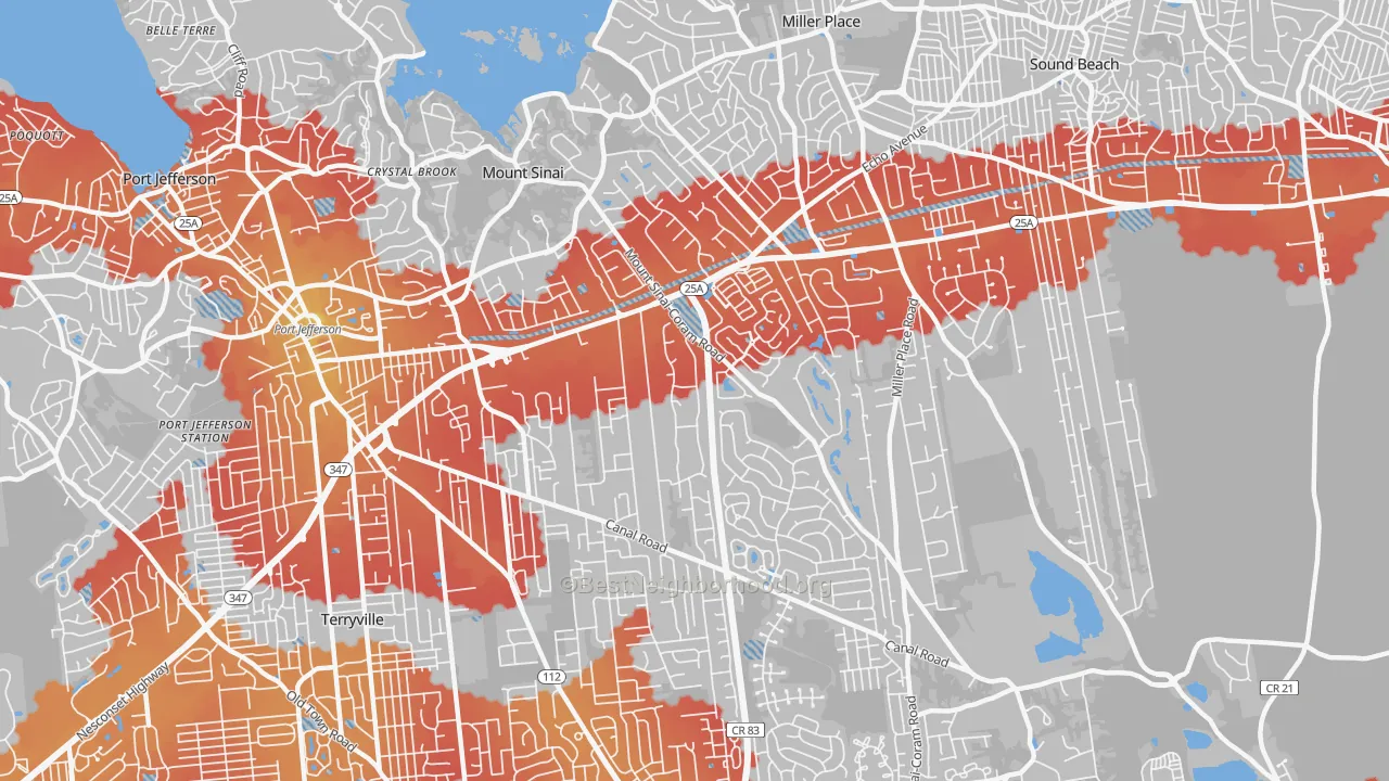 Transit Grade map of 11766, NY