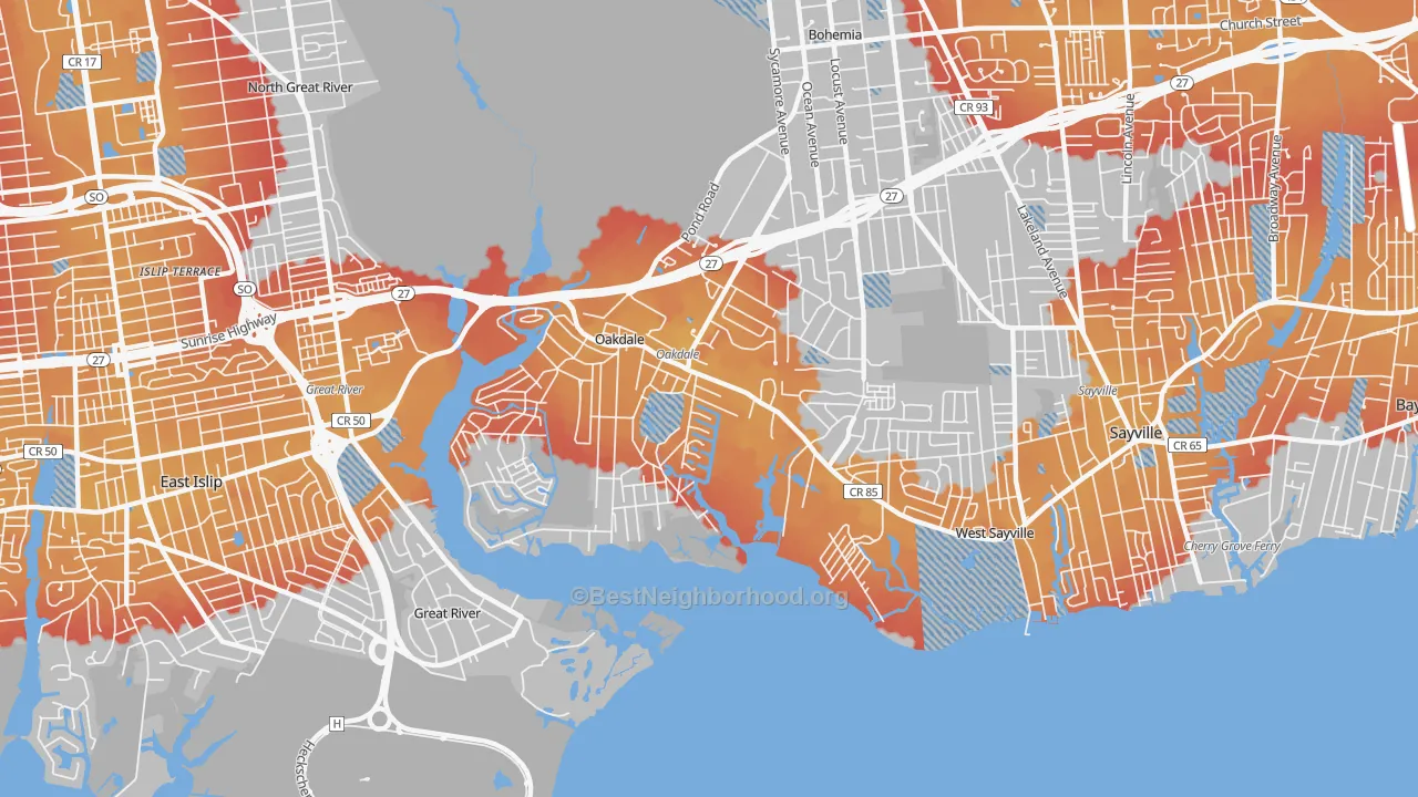 Transit Grade map of 11769, NY