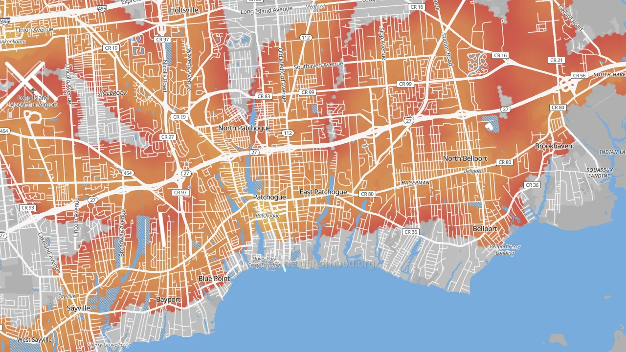 Transit Grade map of 11772, NY