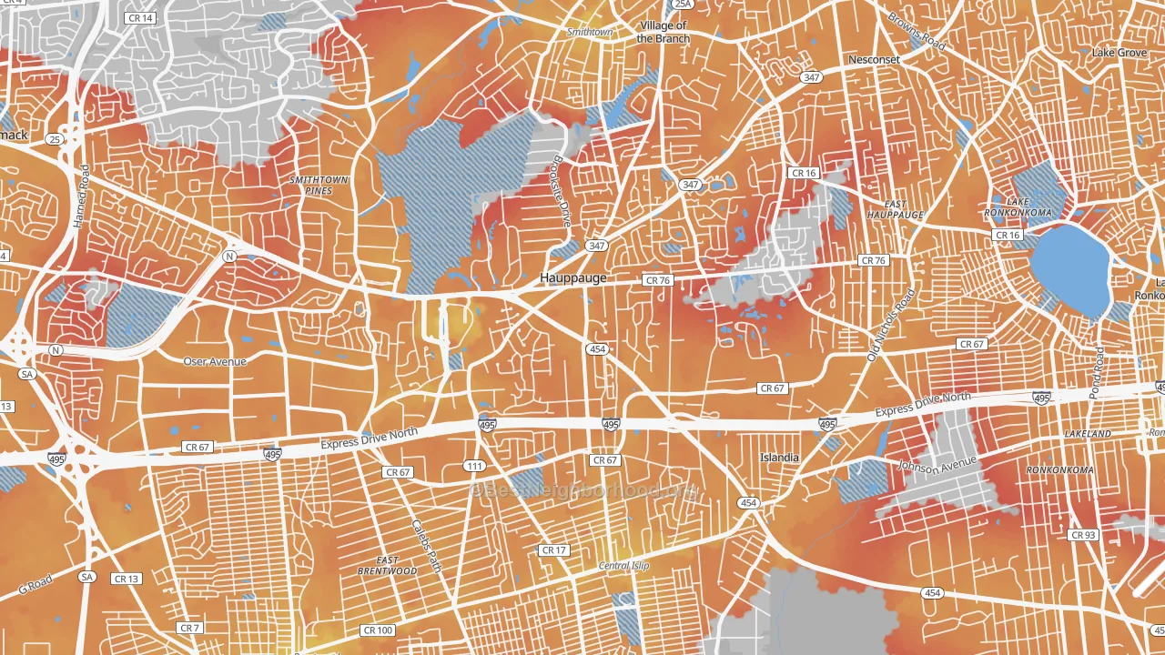 Transit Grade map of 11788, NY