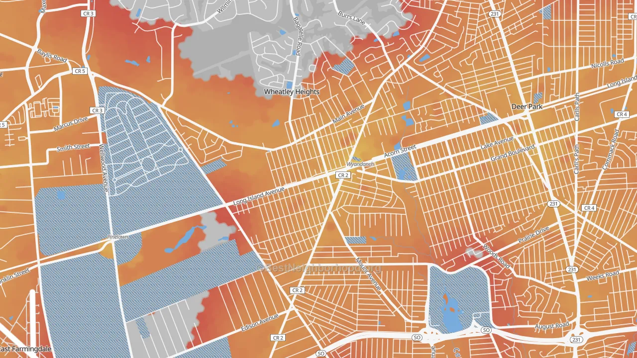 Transit Grade map of 11798, NY
