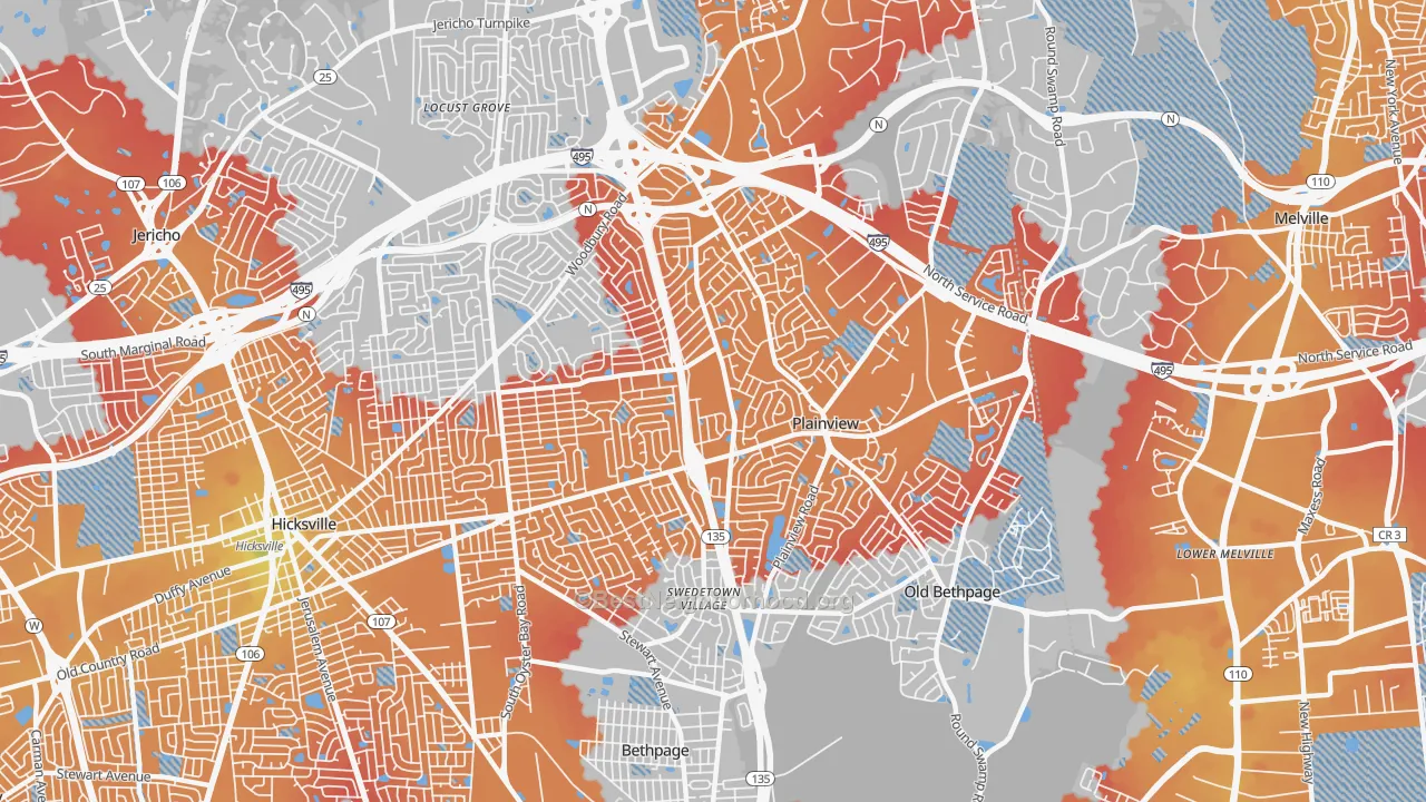 Transit Grade map of 11803, NY
