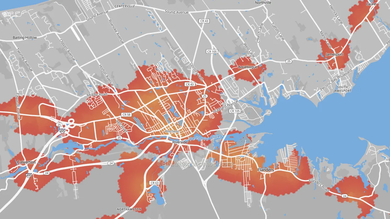 Transit Grade map of 11901, NY