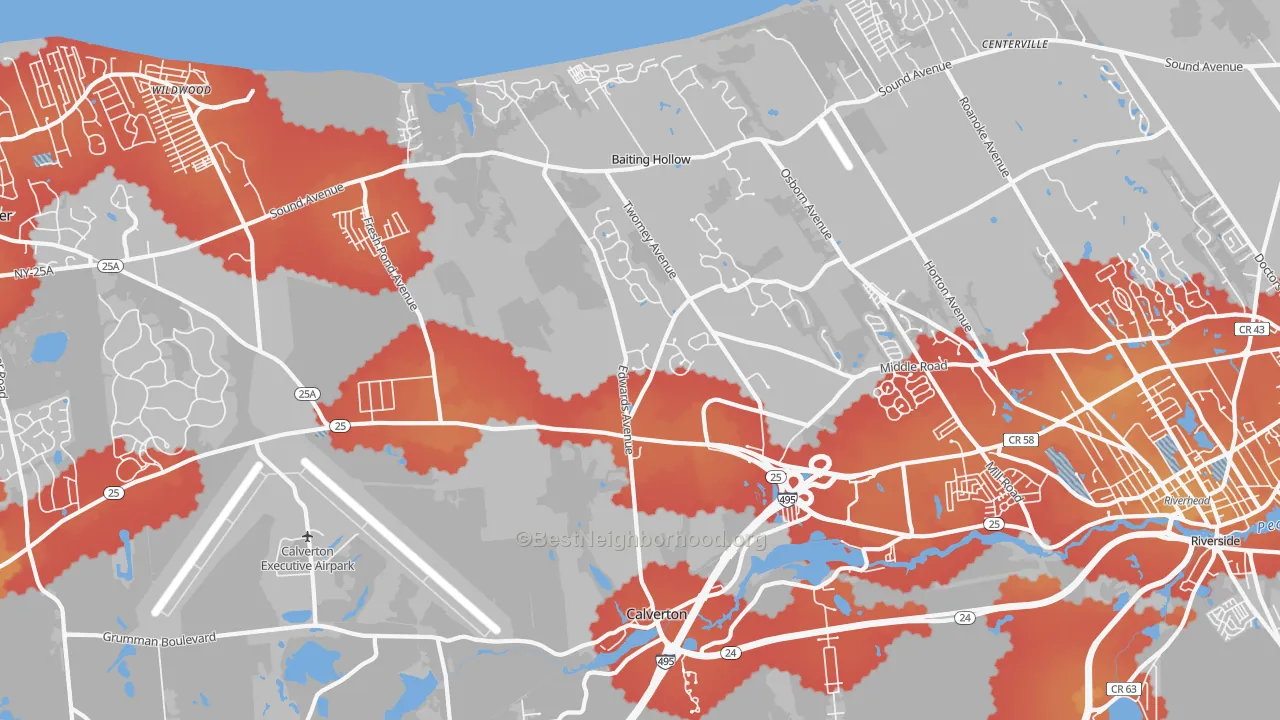 Transit Grade map of 11933, NY