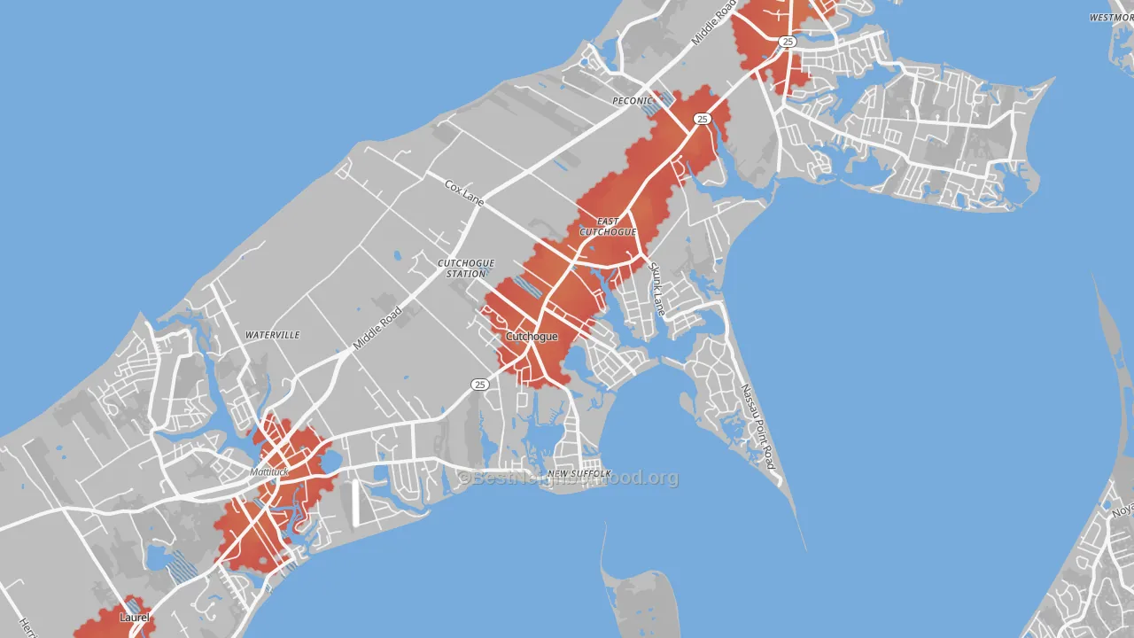 Transit Grade map of 11935, NY
