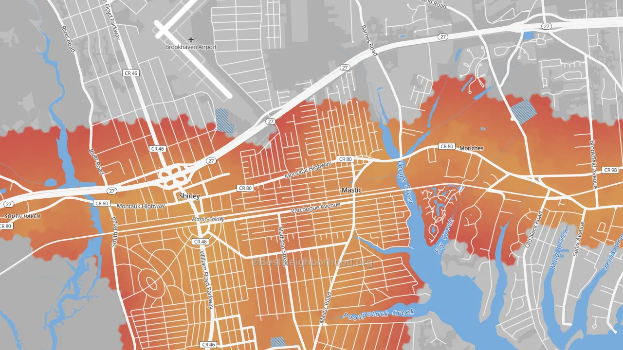 Transit Grade map of 11950, NY