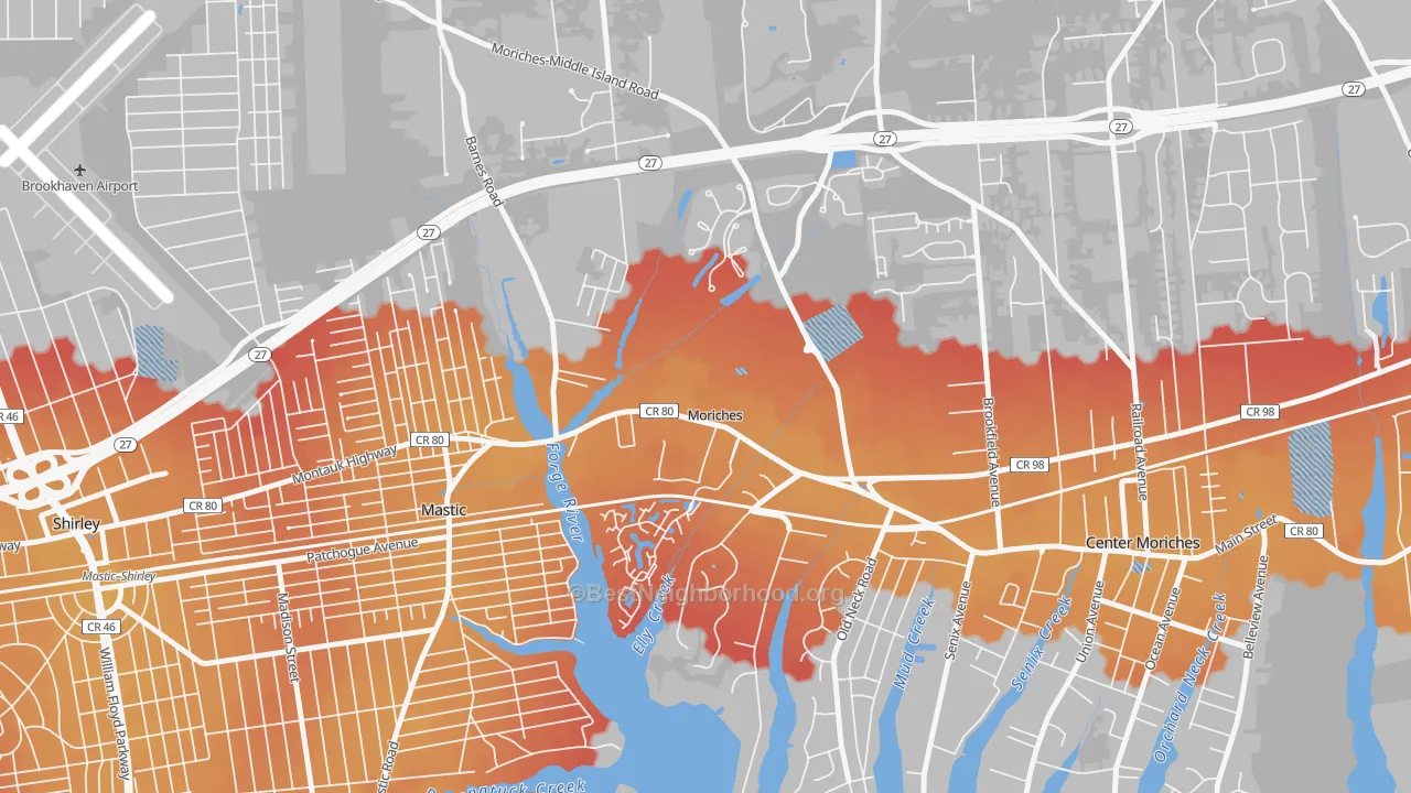 Transit Grade map of 11955, NY