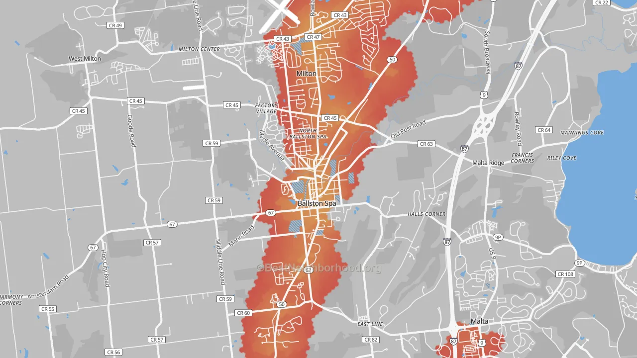 Transit Grade map of 12020, NY