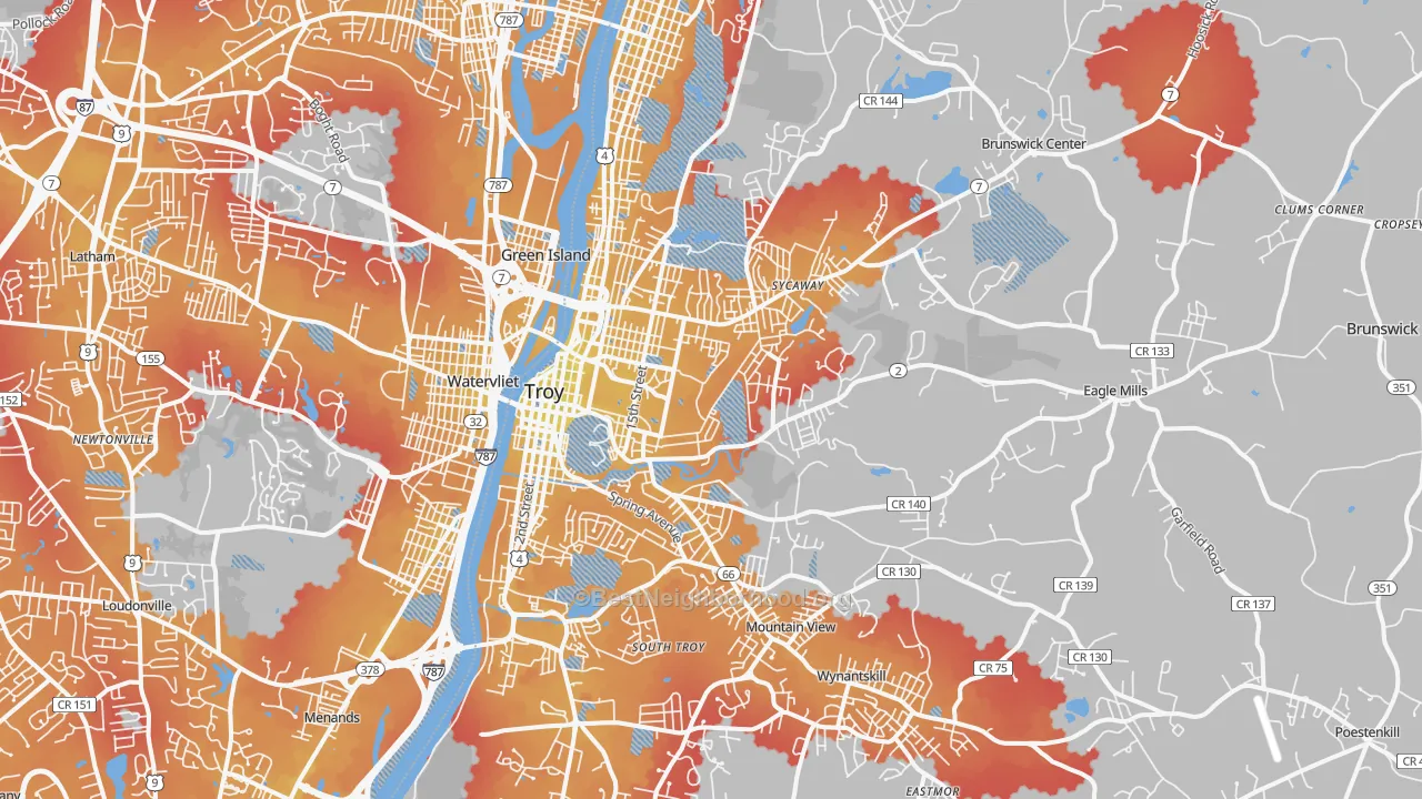 Transit Grade map of 12180, NY