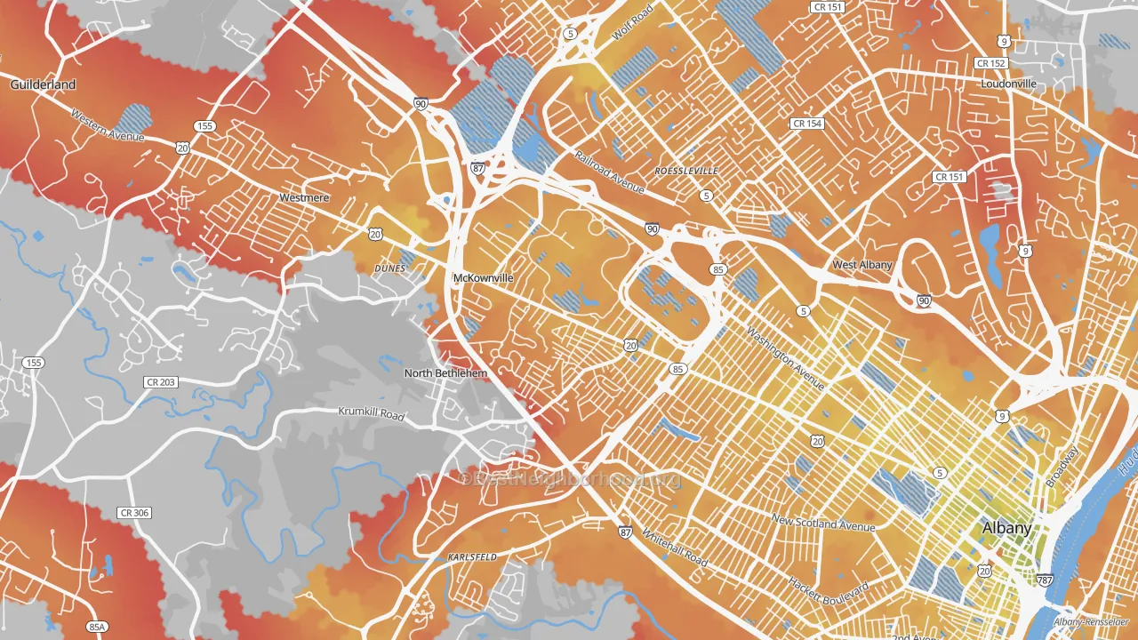 Transit Grade map of 12203, NY