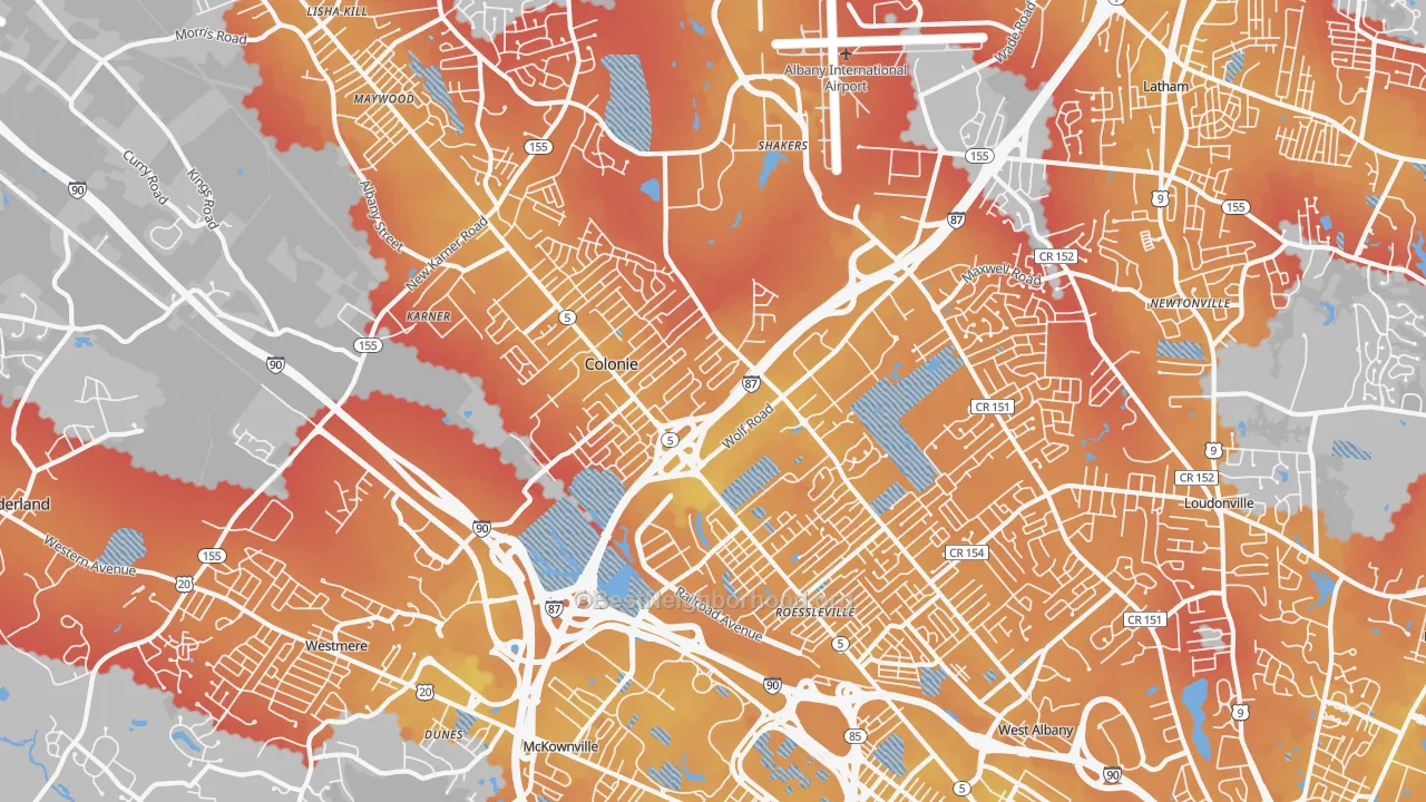 Transit Grade map of 12205, NY