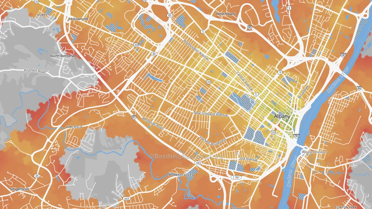 Transit Grade map of 12208, NY