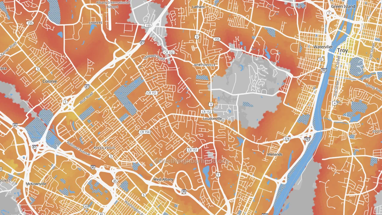 Transit Grade map of 12211, NY