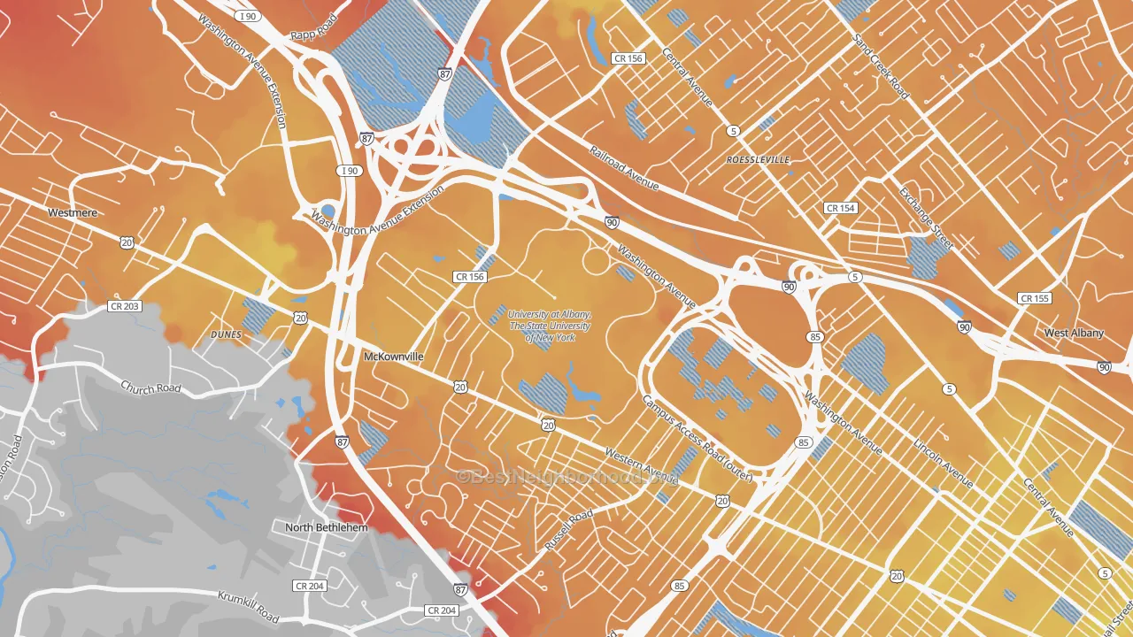 Transit Grade map of 12222, NY