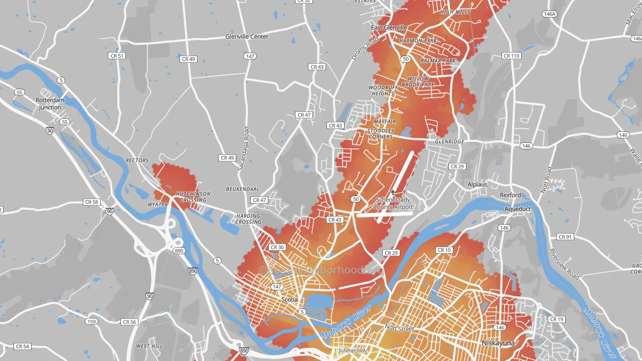 Transit Grade map of 12302, NY