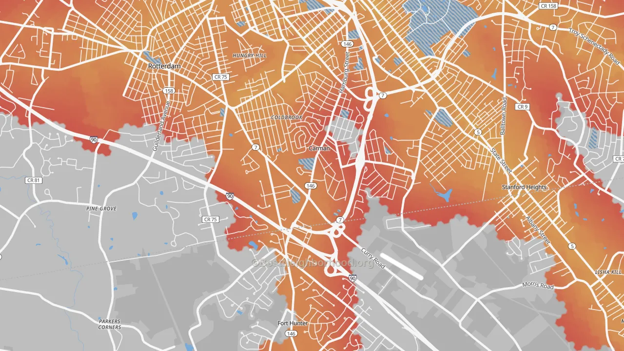 Transit Grade map of 12303, NY