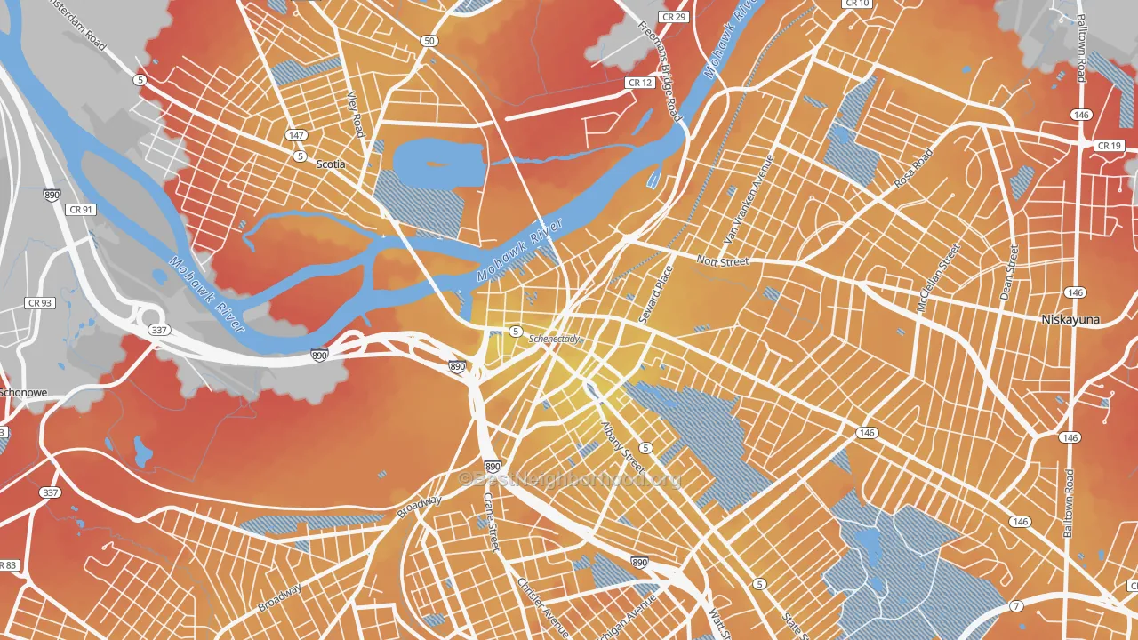 Transit Grade map of 12305, NY