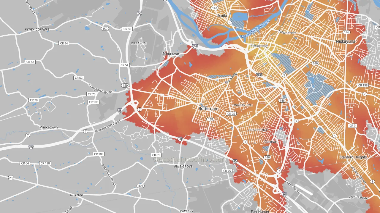 Transit Grade map of 12306, NY