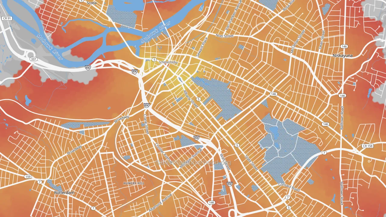 Transit Grade map of 12307, NY