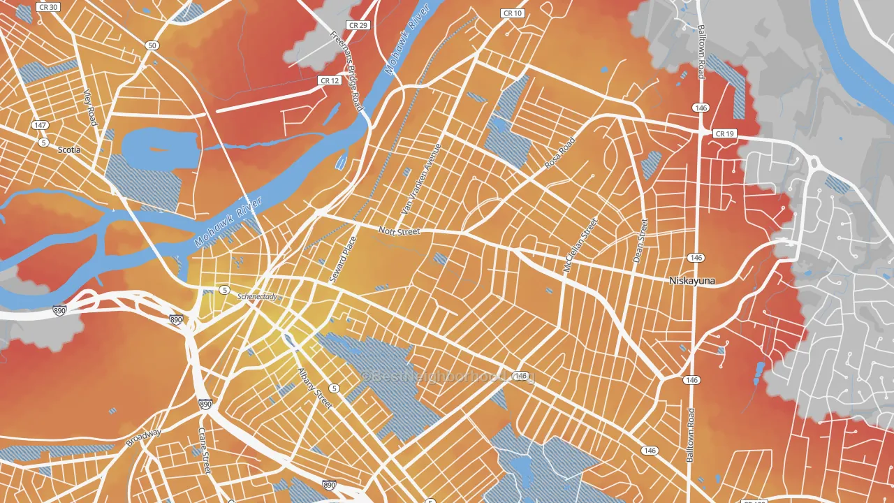 Transit Grade map of 12308, NY