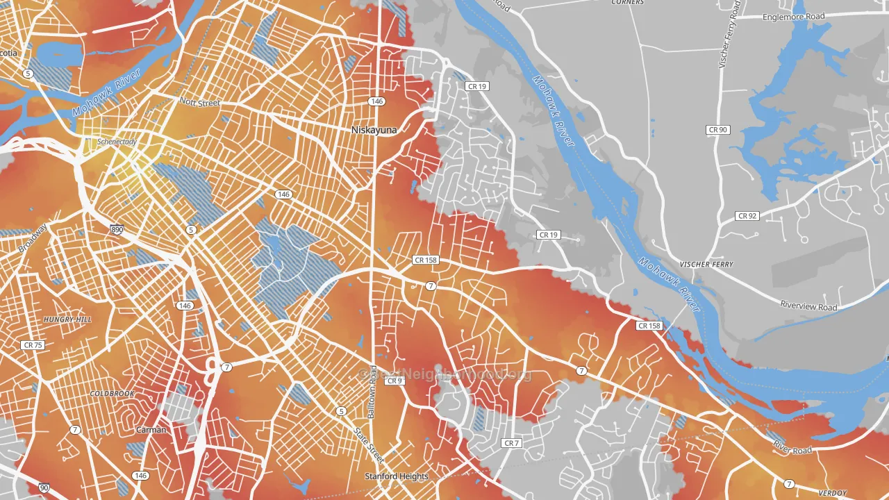 Transit Grade map of 12309, NY