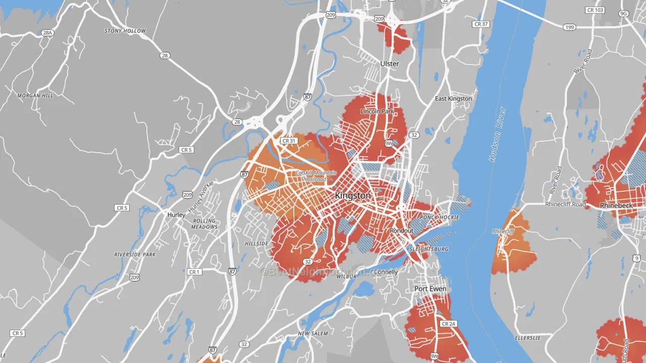 Transit Grade map of 12401, NY