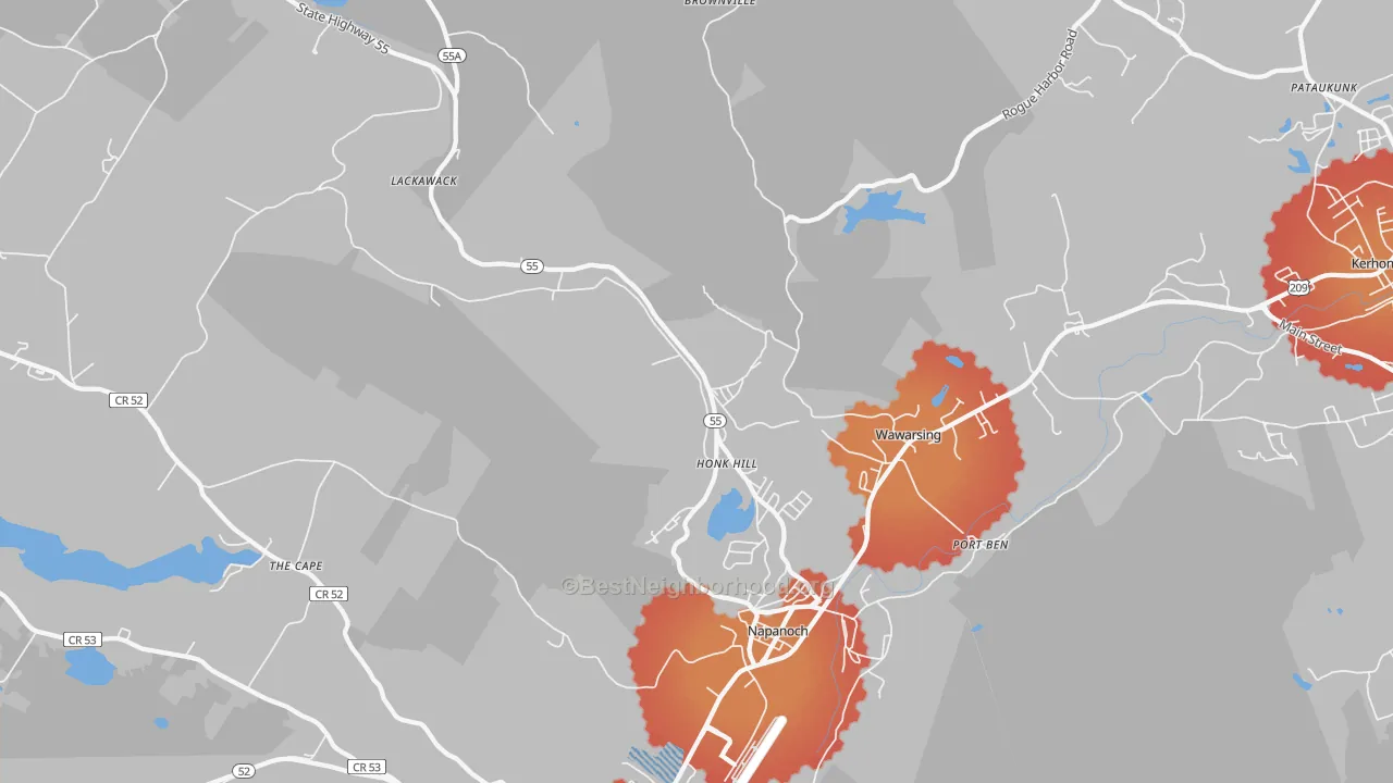 Transit Grade map of 12458, NY