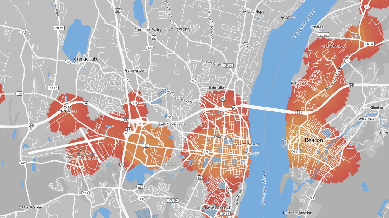 Transit Grade map of 12550, NY