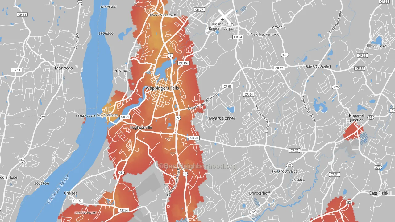 Transit Grade map of 12590, NY