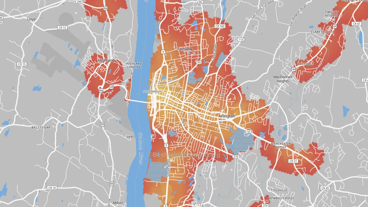 Transit Grade map of 12601, NY