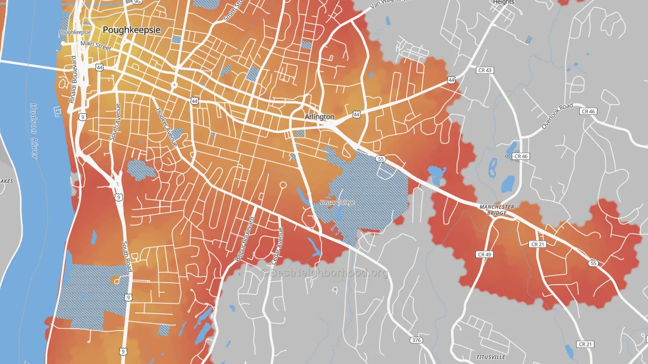 Transit Grade map of 12604, NY