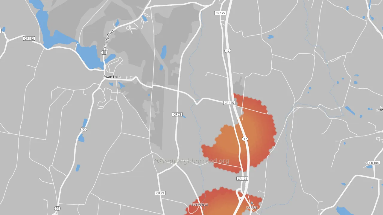 Transit Grade map of 12734, NY