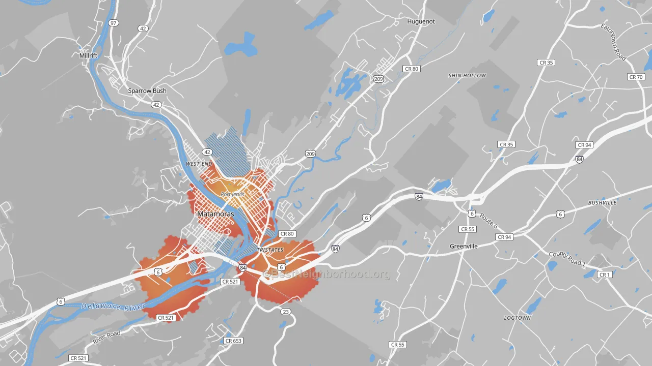 Transit Grade map of 12771, NY