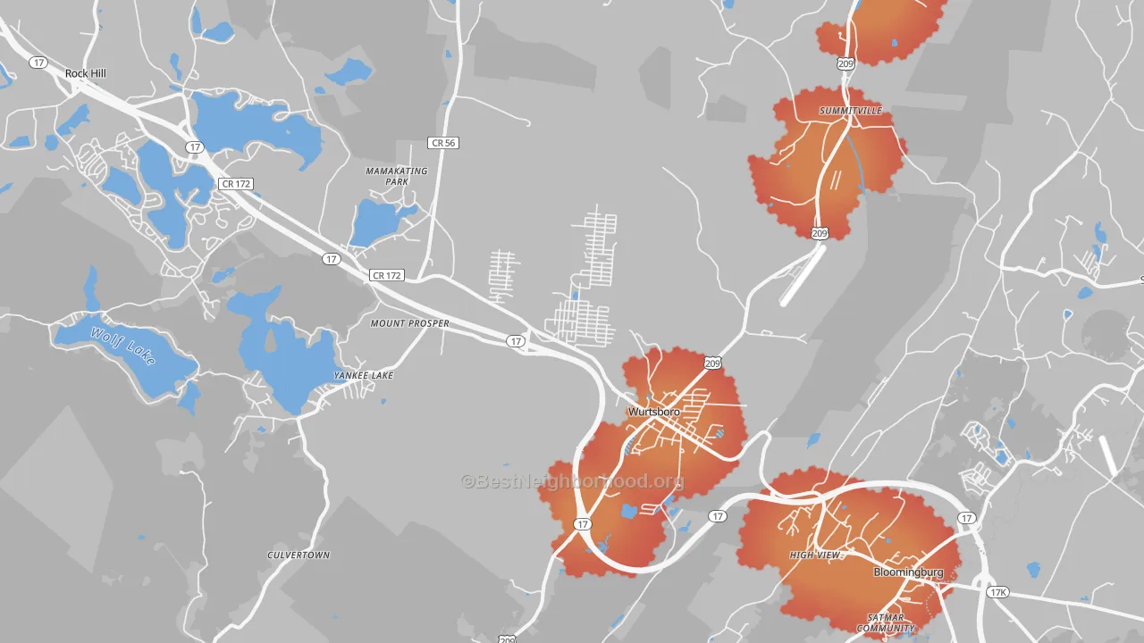 Transit Grade map of 12790, NY