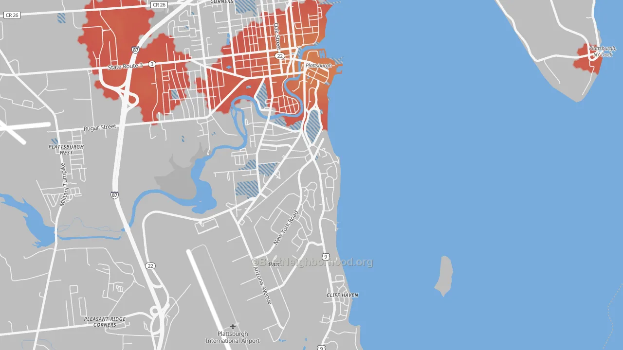 Transit Grade map of 12903, NY