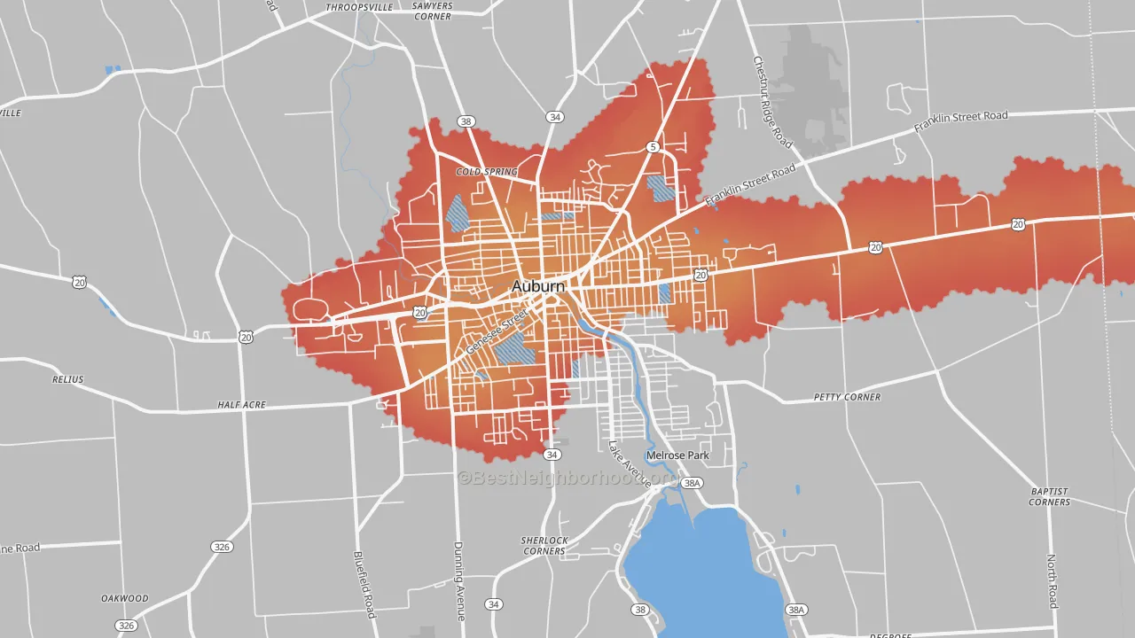 Transit Grade map of 13021, NY