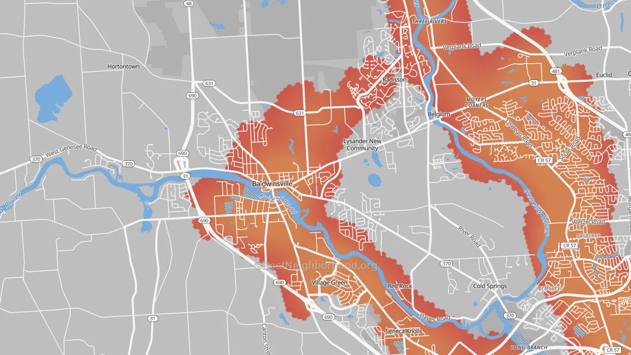 Transit Grade map of 13027, NY