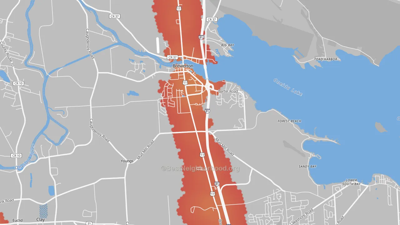 Transit Grade map of 13029, NY