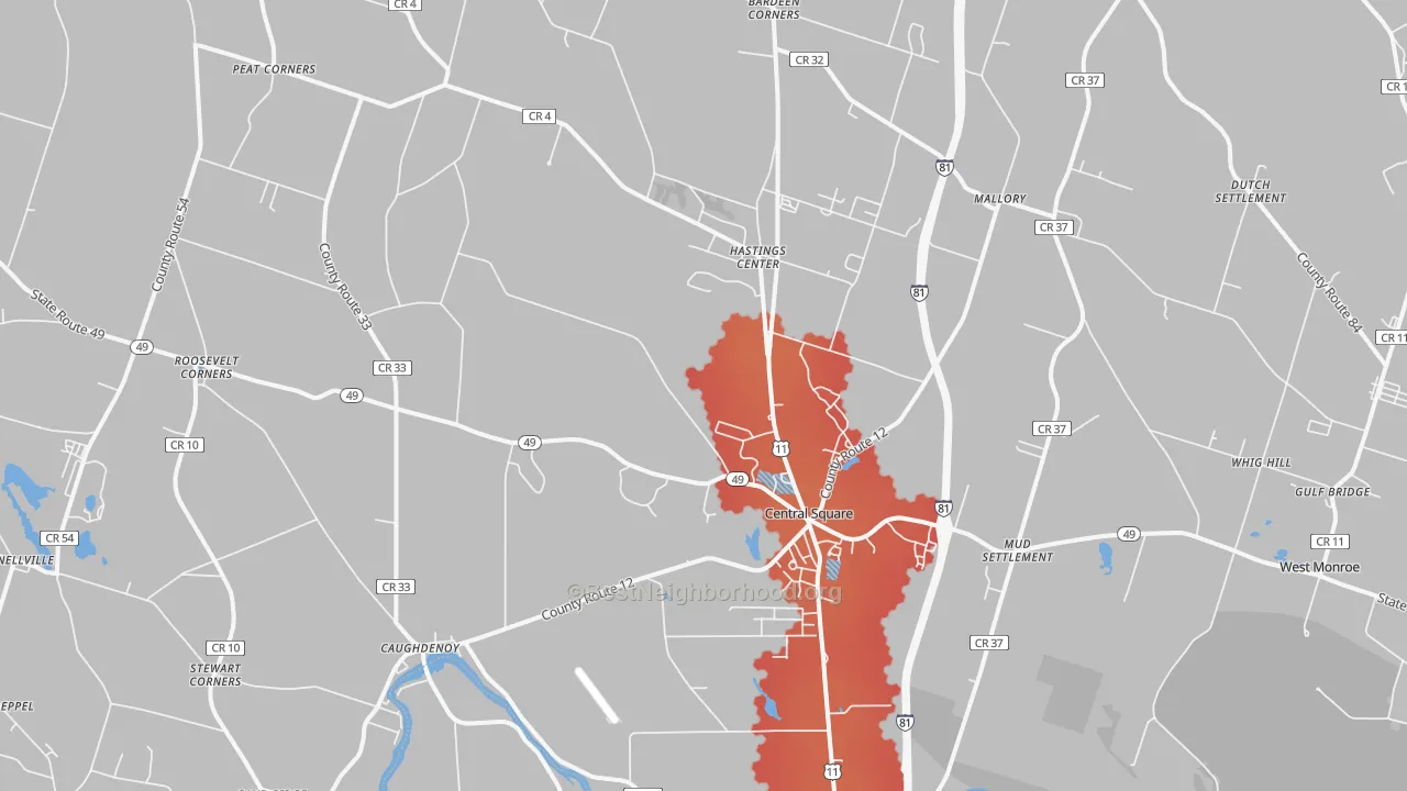 Transit Grade map of 13036, NY